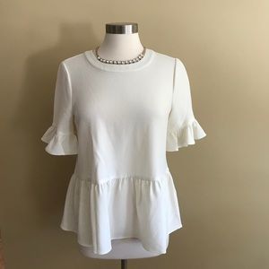 Kate spade “Linda” peplum top in cream (M) NWT